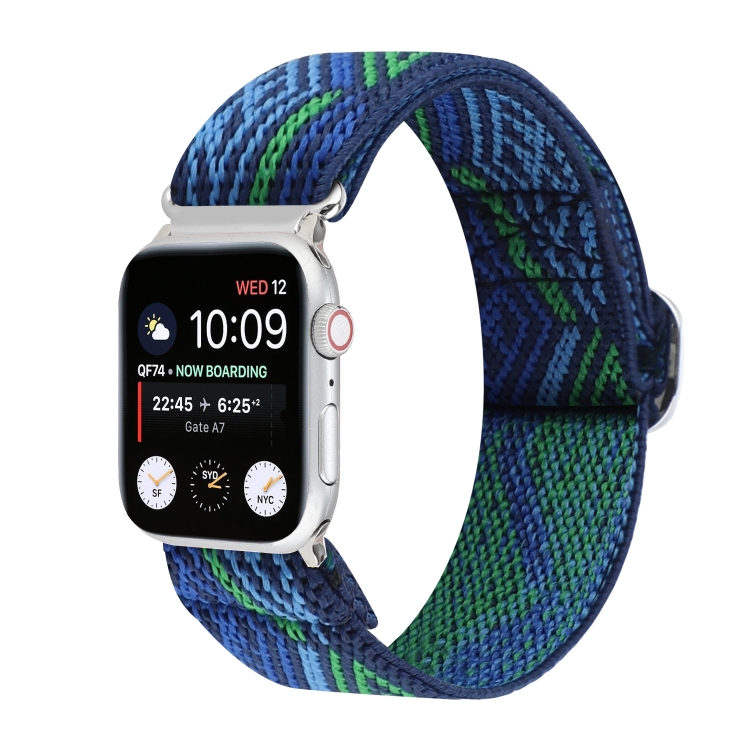 Metal Japanese Buckle Elastic Nylon Watch Band For Apple Watch Series 9&8&7 41mm / SE 3&SE 2&6&SE&5&4 40mm / 3&2&1 38mm(19)
