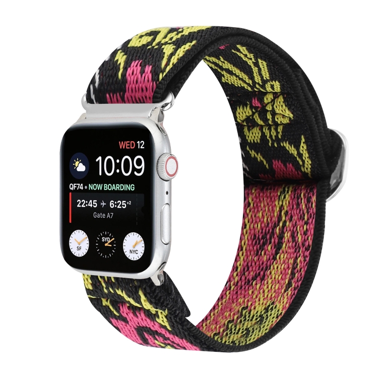 Metal Japanese Buckle Elastic Nylon Watch Band For Apple Watch Series 9&8&7 41mm / SE 3&SE 2&6&SE&5&4 40mm / 3&2&1 38mm(6)