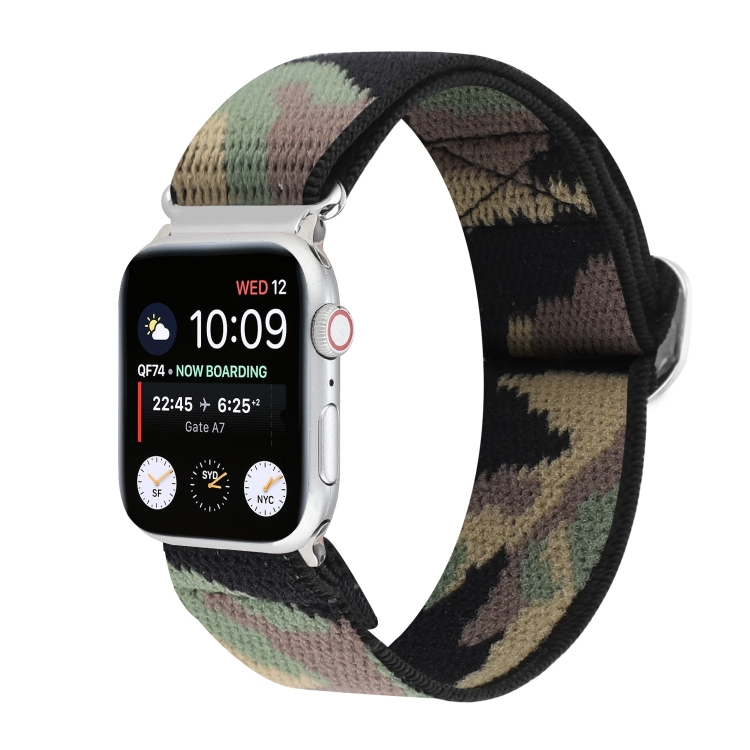 Metal Japanese Buckle Elastic Nylon Watch Band For Apple Watch Series 9&8&7 41mm / SE 3&SE 2&6&SE&5&4 40mm / 3&2&1 38mm(9)