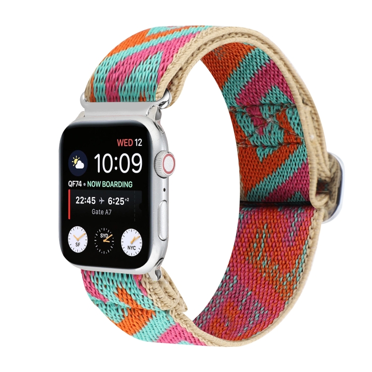Metal Japanese Buckle Elastic Nylon Watch Band For Apple Watch Ultra 49mm&Watch Ultra 2 49mm / Series 9&8&7 45mm / SE 3&SE 2&6&SE&5&4 44mm / 3&2&1 42mm(14)