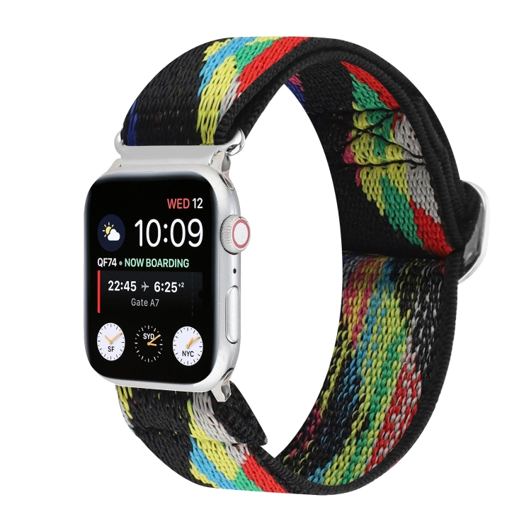 Metal Japanese Buckle Elastic Nylon Watch Band For Apple Watch Ultra 49mm&Watch Ultra 2 49mm / Series 9&8&7 45mm / SE 3&SE 2&6&SE&5&4 44mm / 3&2&1 42mm(20)
