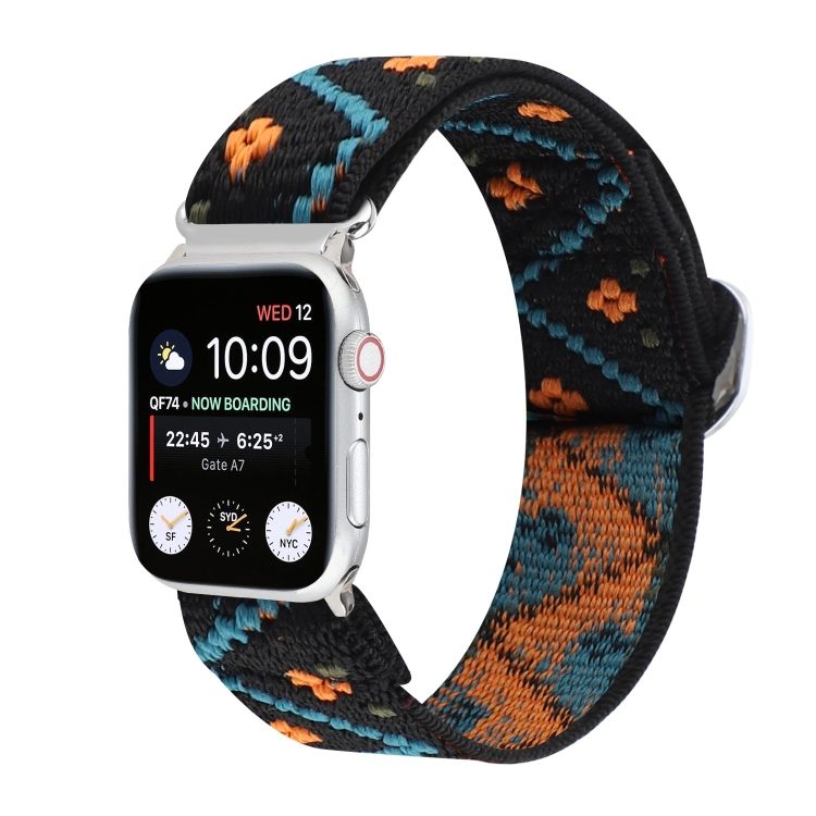 Metal Japanese Buckle Elastic Nylon Watch Band For Apple Watch Ultra 49mm&Watch Ultra 2 49mm / Series 9&8&7 45mm / SE 3&SE 2&6&SE&5&4 44mm / 3&2&1 42mm(8)