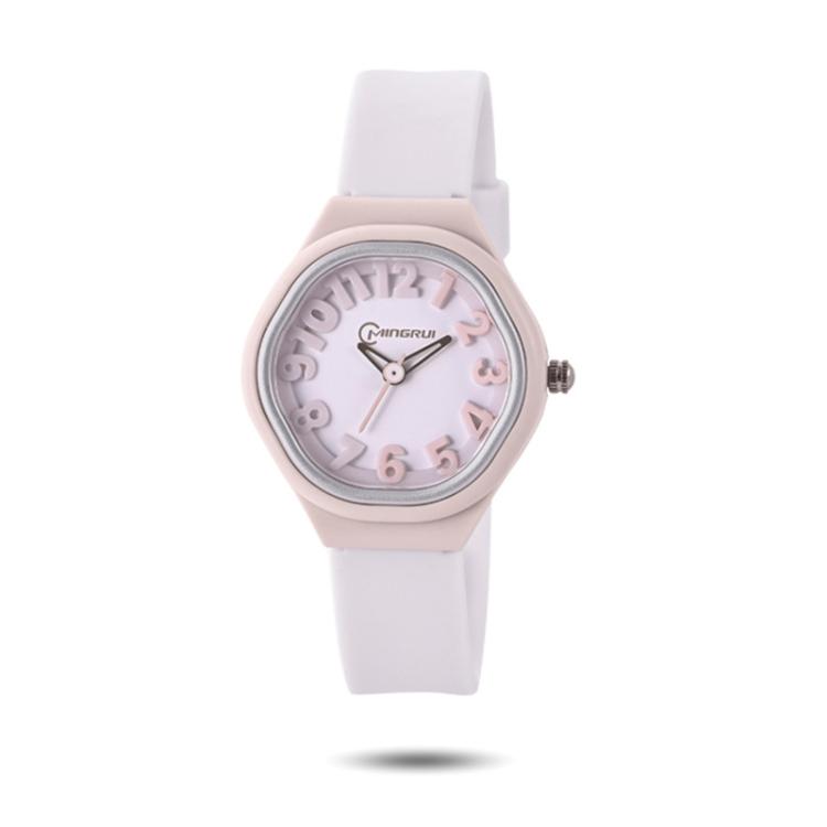 MINGRUI Kids Analog Watch 3ATM Waterproof Simple Quartz Wrist Watch for Girls Boys(Pink+Light Gray)