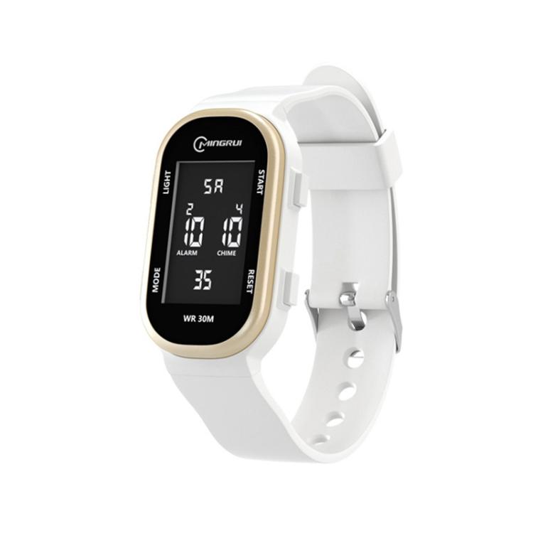 MINGRUI Kids Digital Sport Watch 30M Waterproof Slim Fitness Wristband for Boys Girls with LED Backlight, Alarm, Calendar(White Gold)