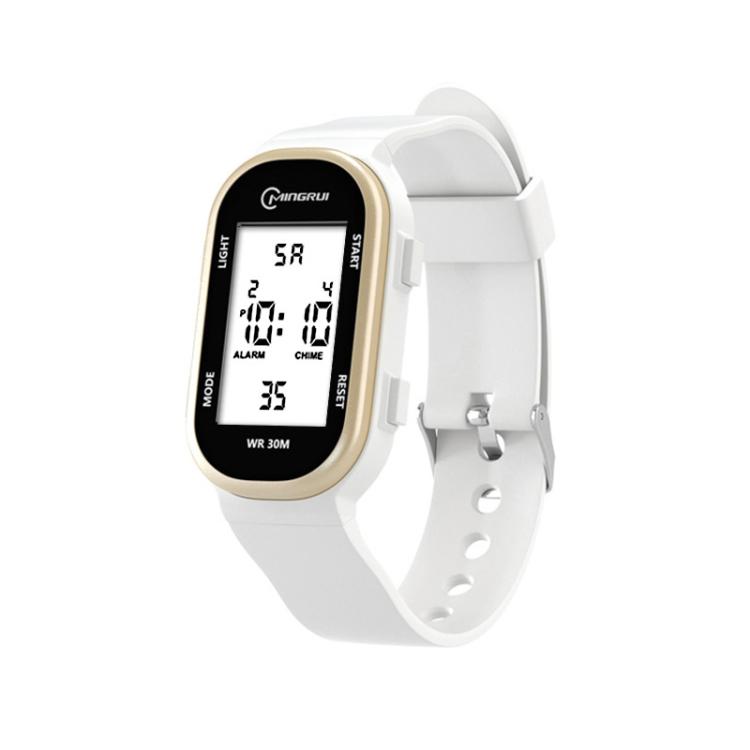 MINGRUI Kids Digital Sport Watch 30M Waterproof Slim Fitness Wristband for Boys Girls with LED Backlight, Alarm, Calendar(White Screen White Gold)