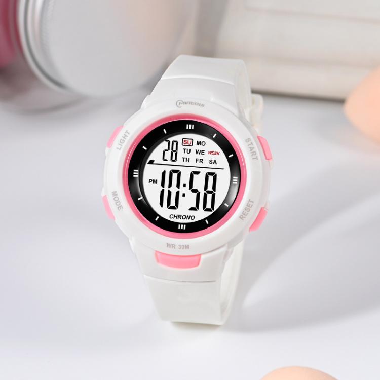 MINGRUI Kids Digital Sport Watch for Boys Girls 30M Waterproof Outdoor Electronic Watches with LED Backlight, Alarm, Stopwatch, Calendar Date(White)