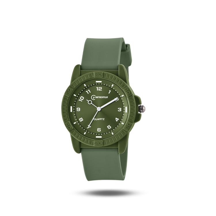 MINGRUI Quartz Watch for Boys Girls Students 30M Waterproof Minimalist Analog Wrist Watch with Soft Silicone Strap(Green)