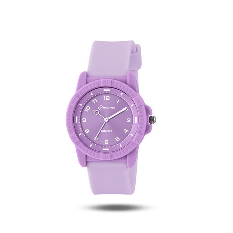 MINGRUI Quartz Watch for Boys Girls Students 30M Waterproof Minimalist Analog Wrist Watch with Soft Silicone Strap(Light Purple)