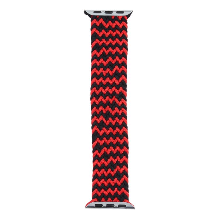 Mixed Color Nylon Braided Single Loop Watch Band For Apple Watch Series 9&8&7 41mm / SE 3&SE 2&6&SE&5&4 40mm / 3&2&1 38mm, Size:L(Red Black)