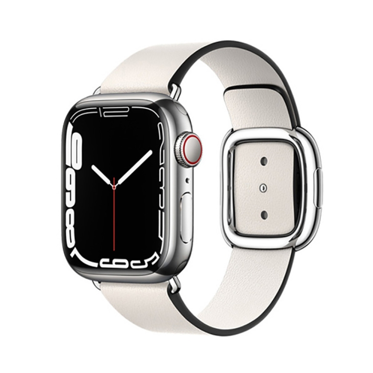 Modern Style Leather Watch Band For Apple Watch 42mm / 41mm / 40mm / 38mm(Beige)