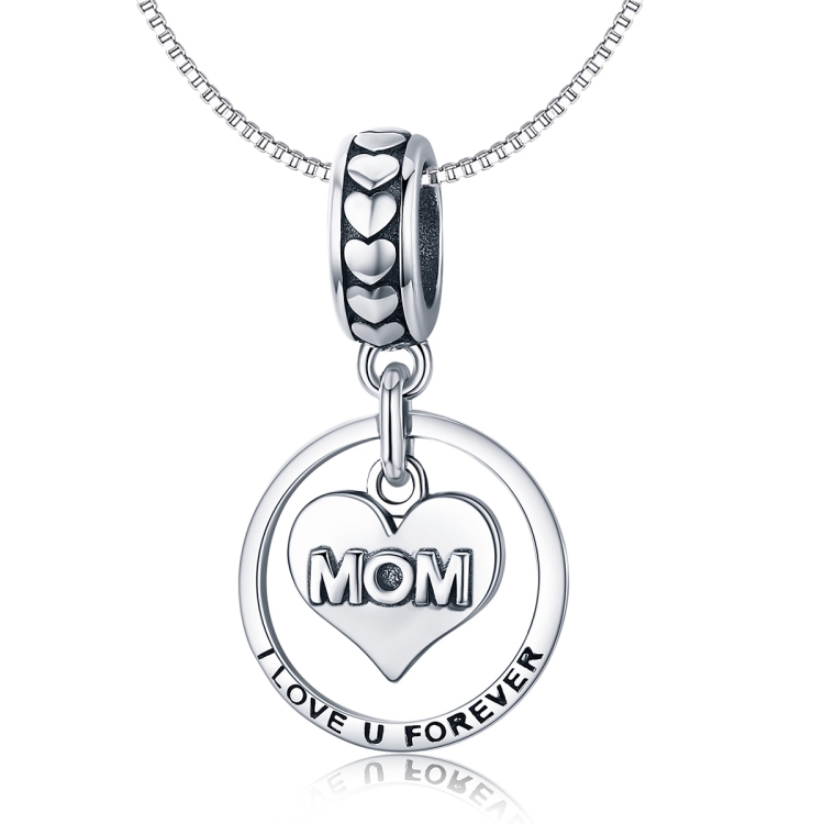 Mothers Day Gift S925 Sterling Silver Tribute To Mothers Love Beads DIY Bracelet Accessories, Style:Bead+Necklace