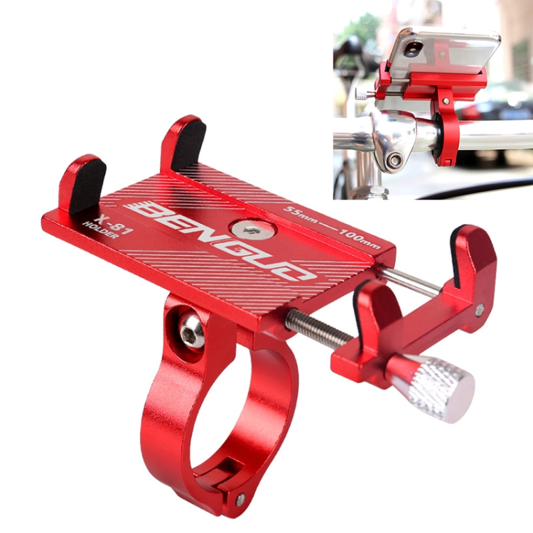 Motorcycle Handlebar Aluminum Alloy Phone Bracket(Red)