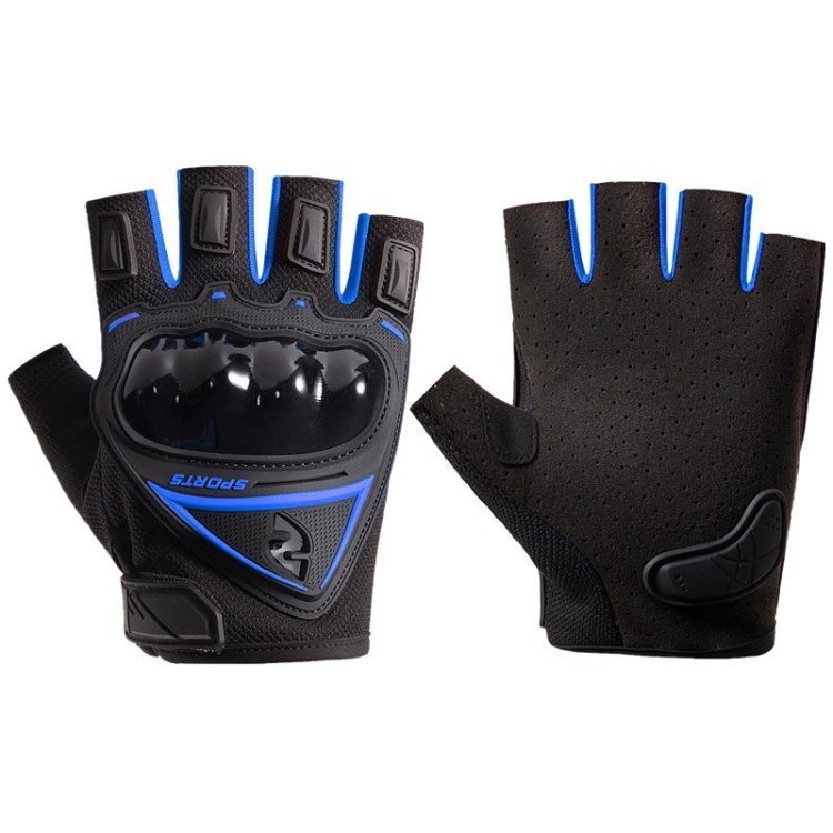 Motorcycle Protection Half Finger Gloves Men Outdoor Riding Sports Tactical Hiking Gloves, Size: Average(Blue)