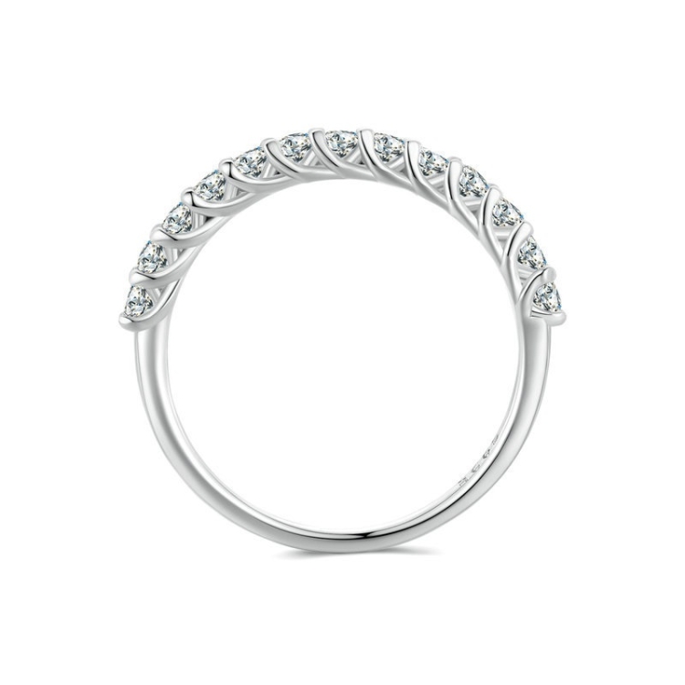 MSR014-A Sterling Silver S925 Plated Plated Row Moissanite Ring(No.8)