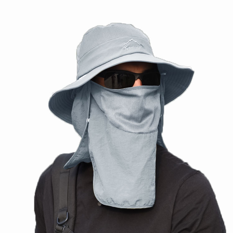 Multifunction Fisherman Hats Outdoor Speed Drying Fishing Breathable Sun Hats(Light Grey)