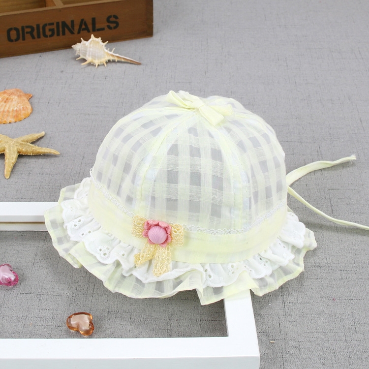 MZ5922 Lace Flower Princess Hat Summer Thin Baby Hat Sun Protection Hat, Size: 46cm(Light Yellow)