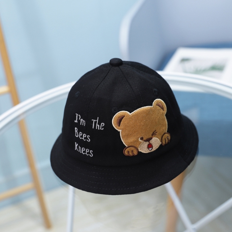 MZ8871 Cartoon Little Bear Pattern Children Basin Hat  Baby Fisherman Hat, Size: Around 46cm(Black)