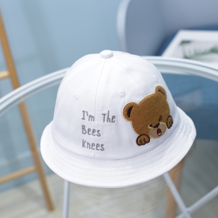 MZ8871 Cartoon Little Bear Pattern Children Basin Hat  Baby Fisherman Hat, Size: Around 46cm(White)