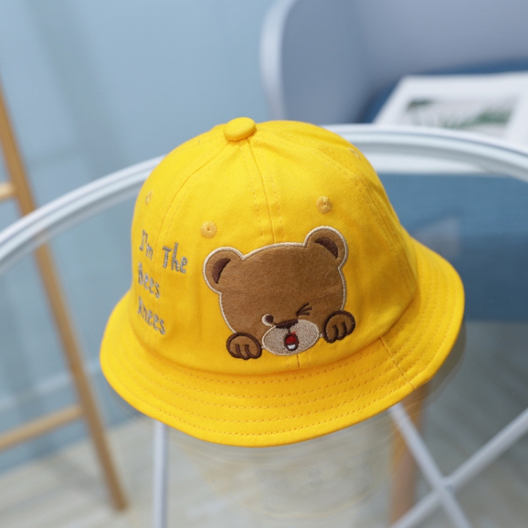 MZ8871 Cartoon Little Bear Pattern Children Basin Hat  Baby Fisherman Hat, Size: Around 46cm(Yellow)