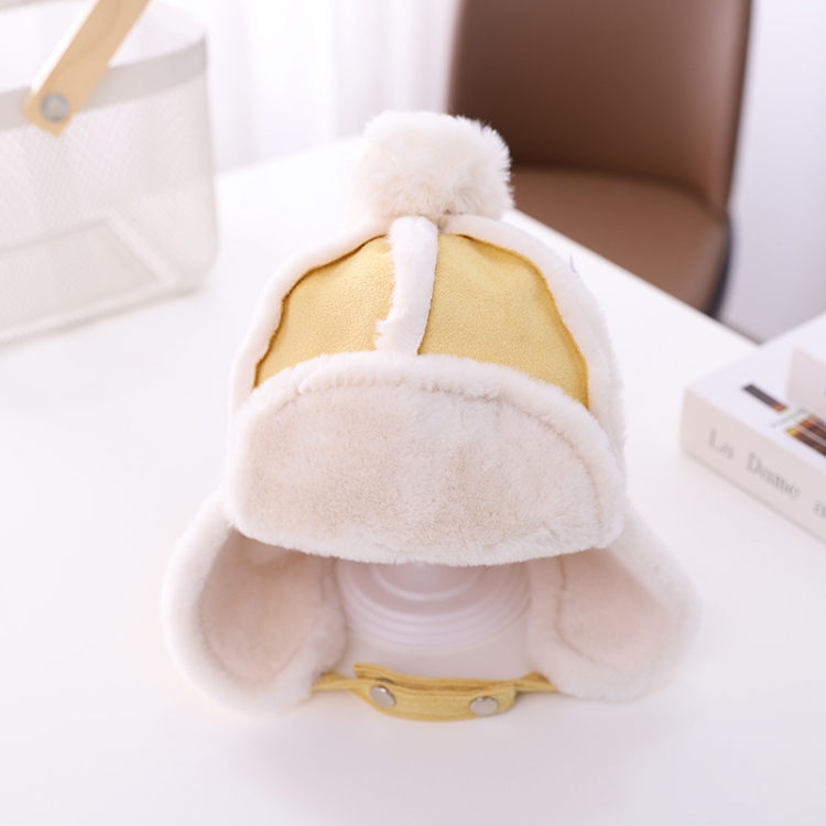 MZ9967 Children Hat Autumn and Winter Thickening Plus Velvet Warm and Windproof Flight Cap Ear Protection Cap, Size: One Size(Yellow)