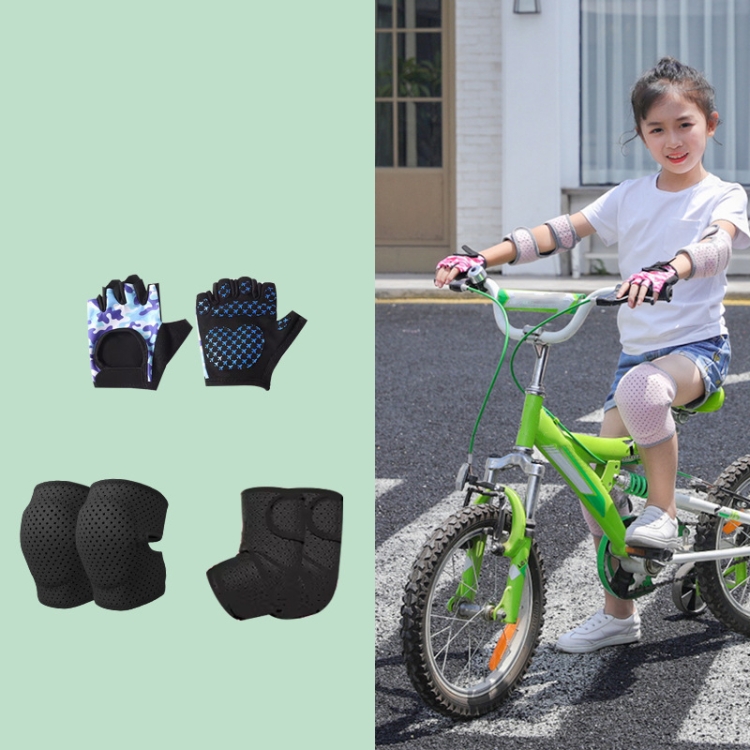 Nailekesi Kids Outdoor Sports Equipment Anti-fall Protective Gear, Color: Black 6 In 1(L)
