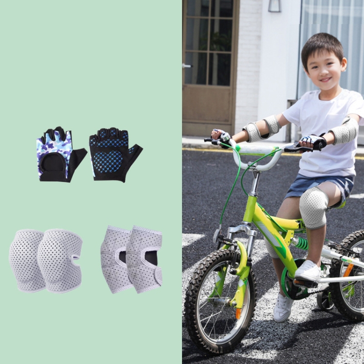Nailekesi Kids Outdoor Sports Equipment Anti-fall Protective Gear, Color: Gray Purple 6 In 1(S)
