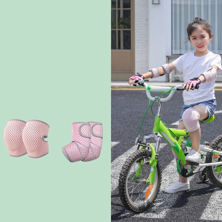 Nailekesi Kids Outdoor Sports Equipment Anti-fall Protective Gear, Color: Pink 4 In 1(M)