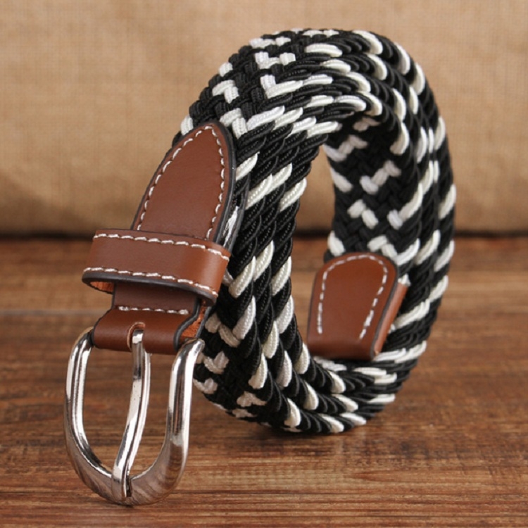 Narrow Version Elastic Canvas Weave Waistband, Length:95 x 2.5cm(C14 White+Black)