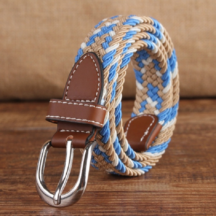 Narrow Version Elastic Canvas Weave Waistband, Length:95 x 2.5cm(C18 Light Blue+Khkai)