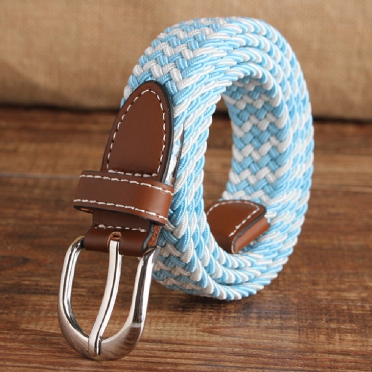 Narrow Version Elastic Canvas Weave Waistband, Length:95 x 2.5cm(C23 Light Blue+White)