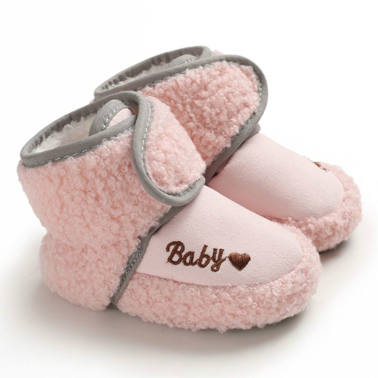Newborn Baby 0-1 Years Old in Autumn and Winter Keep Warm Soft Bottom Toddler Shoes, Size:Inner Length 13cm(Pink)