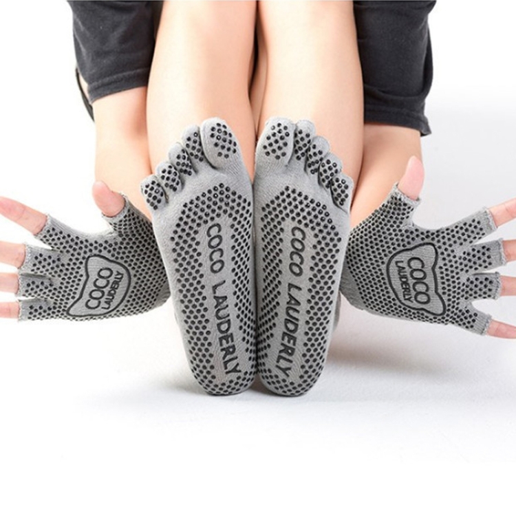 Non-slip Open Finger Yoga Sports Gloves+Five Finger Yoga Socks Set - Miniatura 2