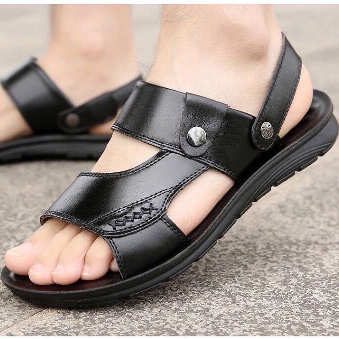 Non-slip Outer Wear Dual-use Sandals Slippers Men Casual Beach Shoes, Size: 42(Black)