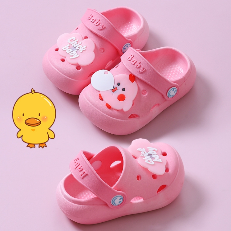 Non-Slip Soft Bottom Hole Slippers For Children, Size: 21/22(Pink)