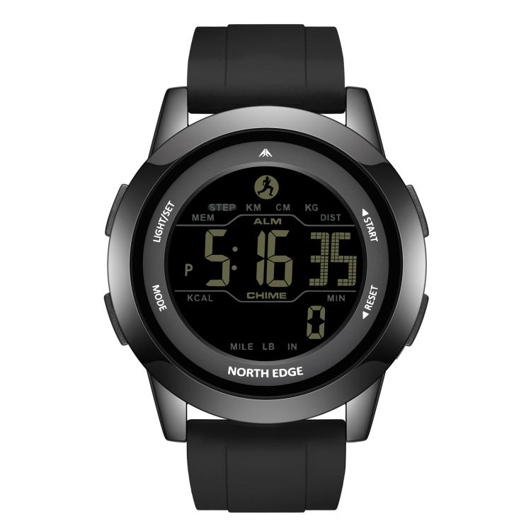 NORTH EDGE APOLLO Outdoor Waterproof Men Multi-Function Silicone Strap Smart Sports Watch(Black)