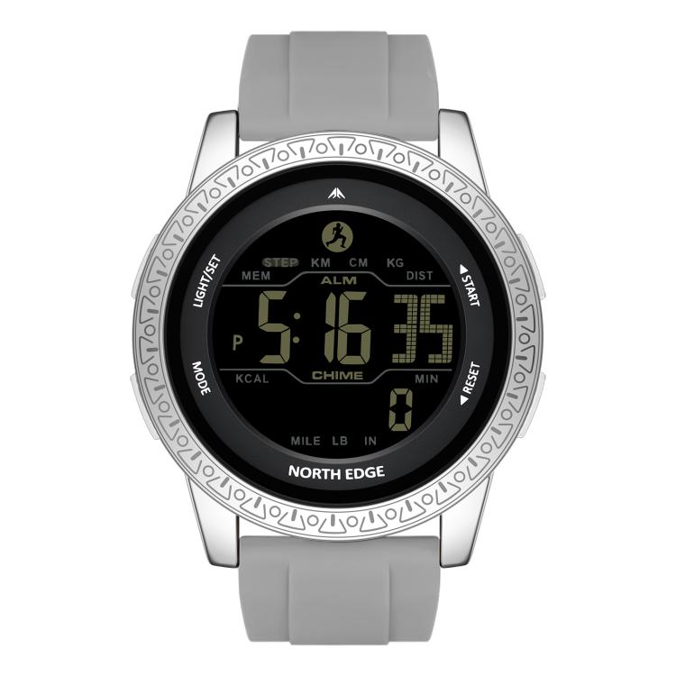 NORTH EDGE APOLLO Outdoor Waterproof Men Multi-Function Silicone Strap Smart Sports Watch(Silver Grey)