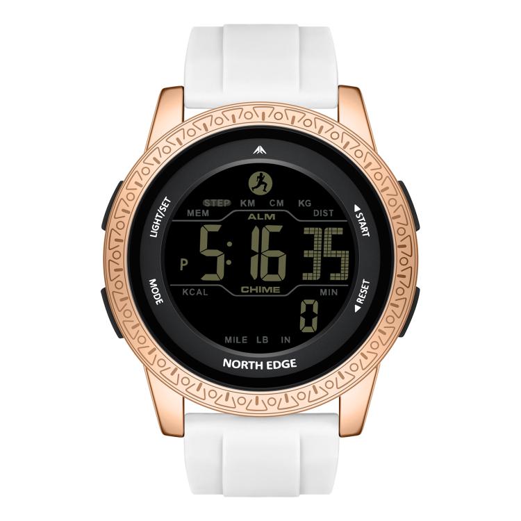NORTH EDGE APOLLO Outdoor Waterproof Men Multi-Function Silicone Strap Smart Sports Watch(White Gold)