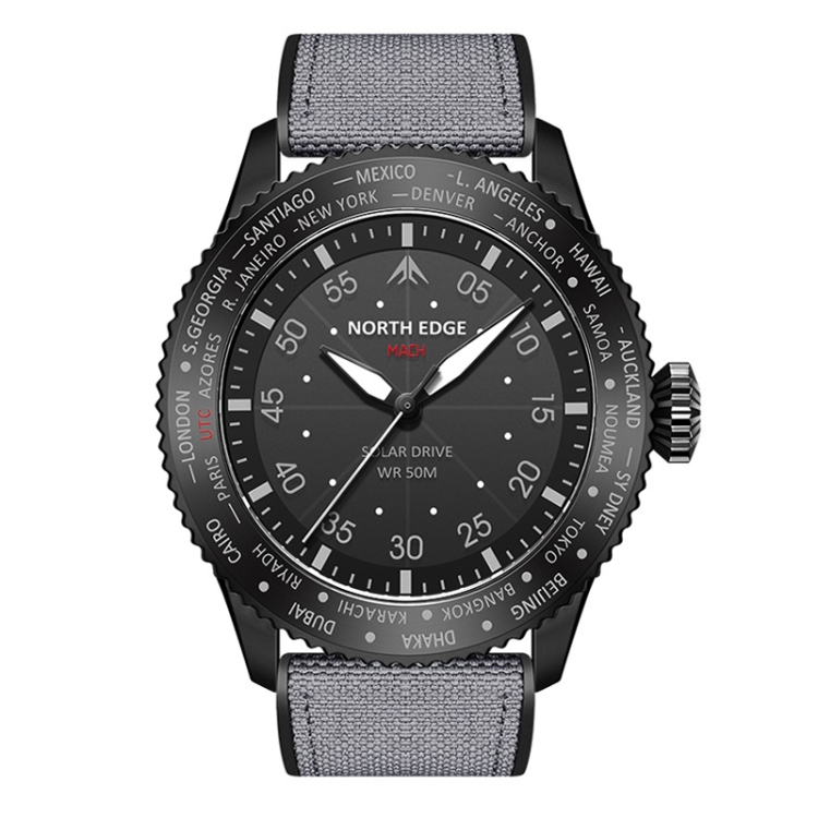 NORTH EDGE Men Light-powered Waterproof Sports Luminous Quartz Watch(Silver)