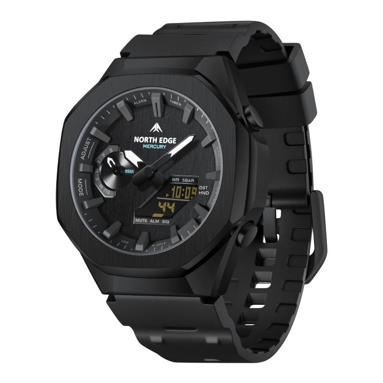 NORTH EDGE Mercury Outdoor Sports Zinc Alloy 5ATM Luminous Electronic Watch(Black)