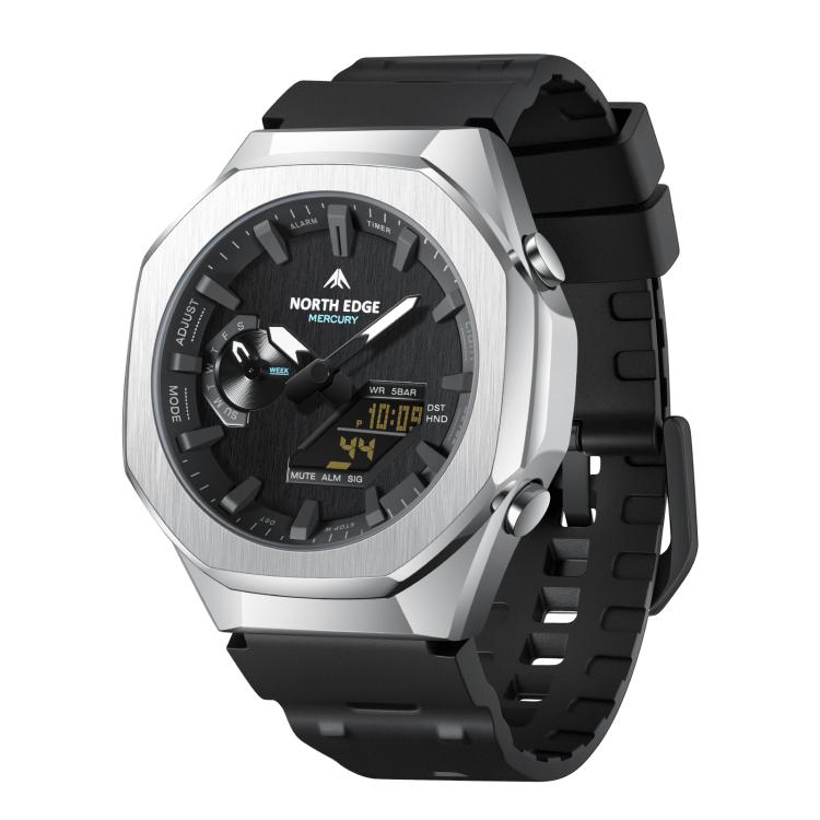 NORTH EDGE Mercury Outdoor Sports Zinc Alloy 5ATM Luminous Electronic Watch(Silver)