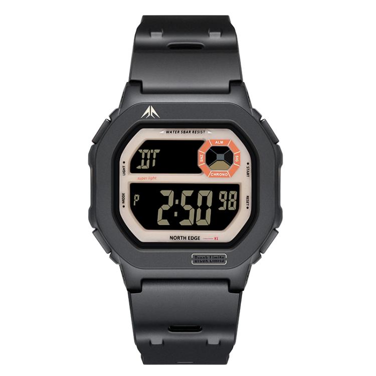 NORTH EDGE X1 Outdoor Single Display Square Waterproof Luminous Electronic Watch(Black Beige)