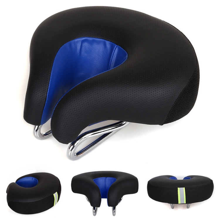 Noseless Bicycle Saddle Mountain Bike Thickened  Soft Cushion(Blue)