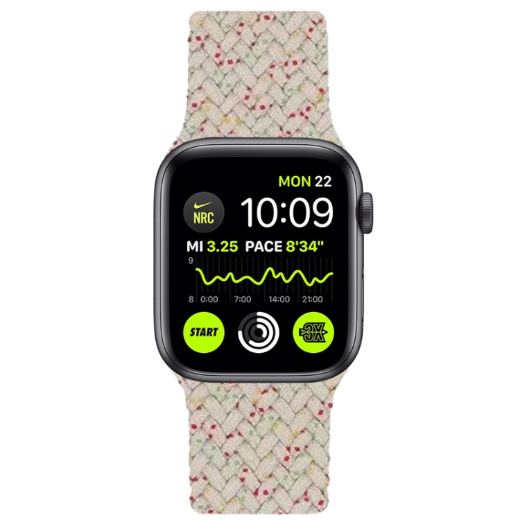 Nylon Single-turn Braided Watch Band For Apple Watch Series 7 41mm / 6 & SE & 5 & 4 40mm / 3 & 2 & 1 38mm, Length:L 155mm (Starlight White)