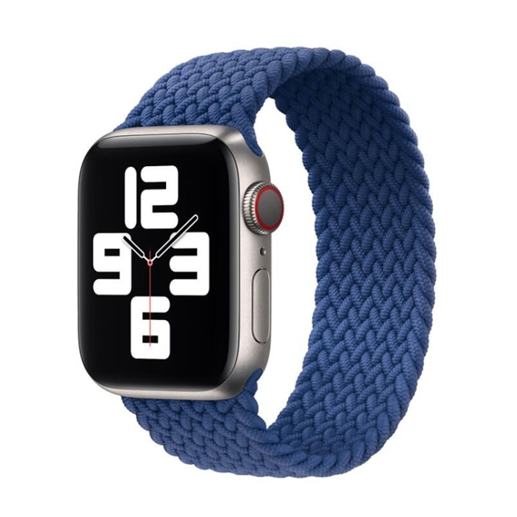 Nylon Single-turn Braided Watch Band For Apple Watch Series 9&8&7 41mm / SE 3&SE 2&6&SE&5&4 40mm / 3&2&1 38mm, Length:L 155mm(Blue)