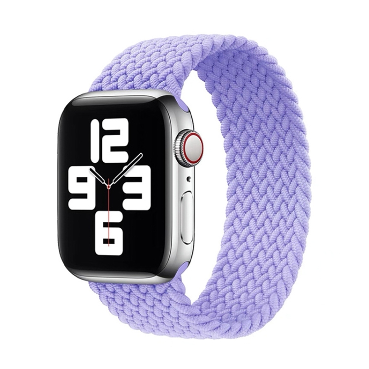 Nylon Single-turn Braided Watch Band For Apple Watch Series 9&8&7 41mm / SE 3&SE 2&6&SE&5&4 40mm / 3&2&1 38mm, Length:S 130mm(British Lavender)