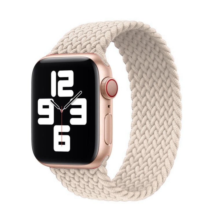 Nylon Single-turn Braided Watch Band For Apple Watch Ultra 49mm&Watch Ultra 2 49mm / Series 9&8&7 45mm / SE 3&SE 2&6&SE&5&4 44mm / 3&2&1 42mm, Length:L 170mm (Starlight)