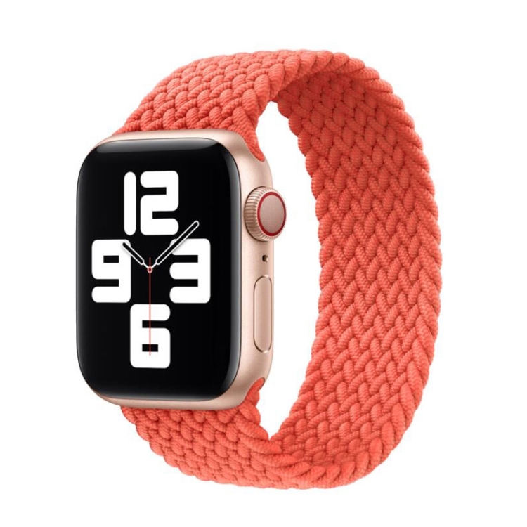 Nylon Single-turn Braided Watch Band For Apple Watch Ultra 49mm&Watch Ultra 2 49mm / Series 9&8&7 45mm / SE 3&SE 2&6&SE&5&4 44mm / 3&2&1 42mm, Length:M 155mm (Electric Orange)