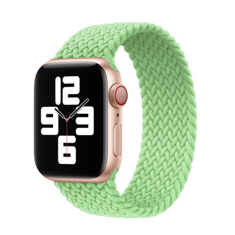 Nylon Single-turn Braided Watch Band For Apple Watch Ultra 49mm&Watch Ultra 2 49mm / Series 9&8&7 45mm / SE 3&SE 2&6&SE&5&4 44mm / 3&2&1 42mm, Length:S 138mm (Pistachio Green)