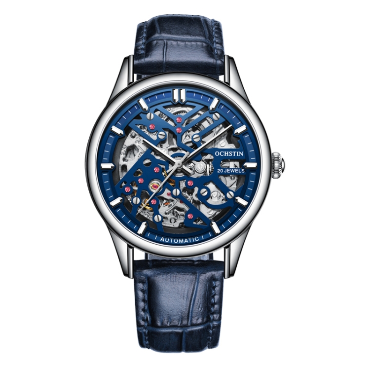 OCHSTIN 6020C Masterpiece Hollow Mechanical Men Watch(Blue-Blue)