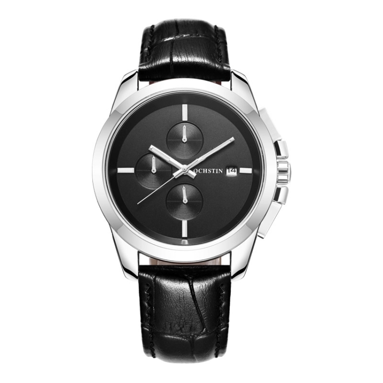OCHSTIN 6059D Pilot Series Multifunctional Quartz Luminous Men Watch(Silver Black)
